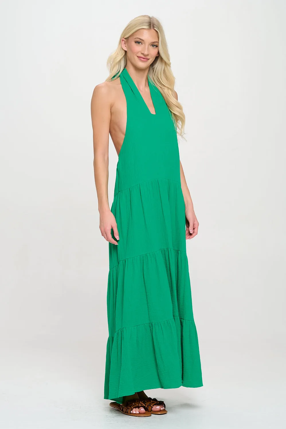 Jade Island Halter Maxi Dress