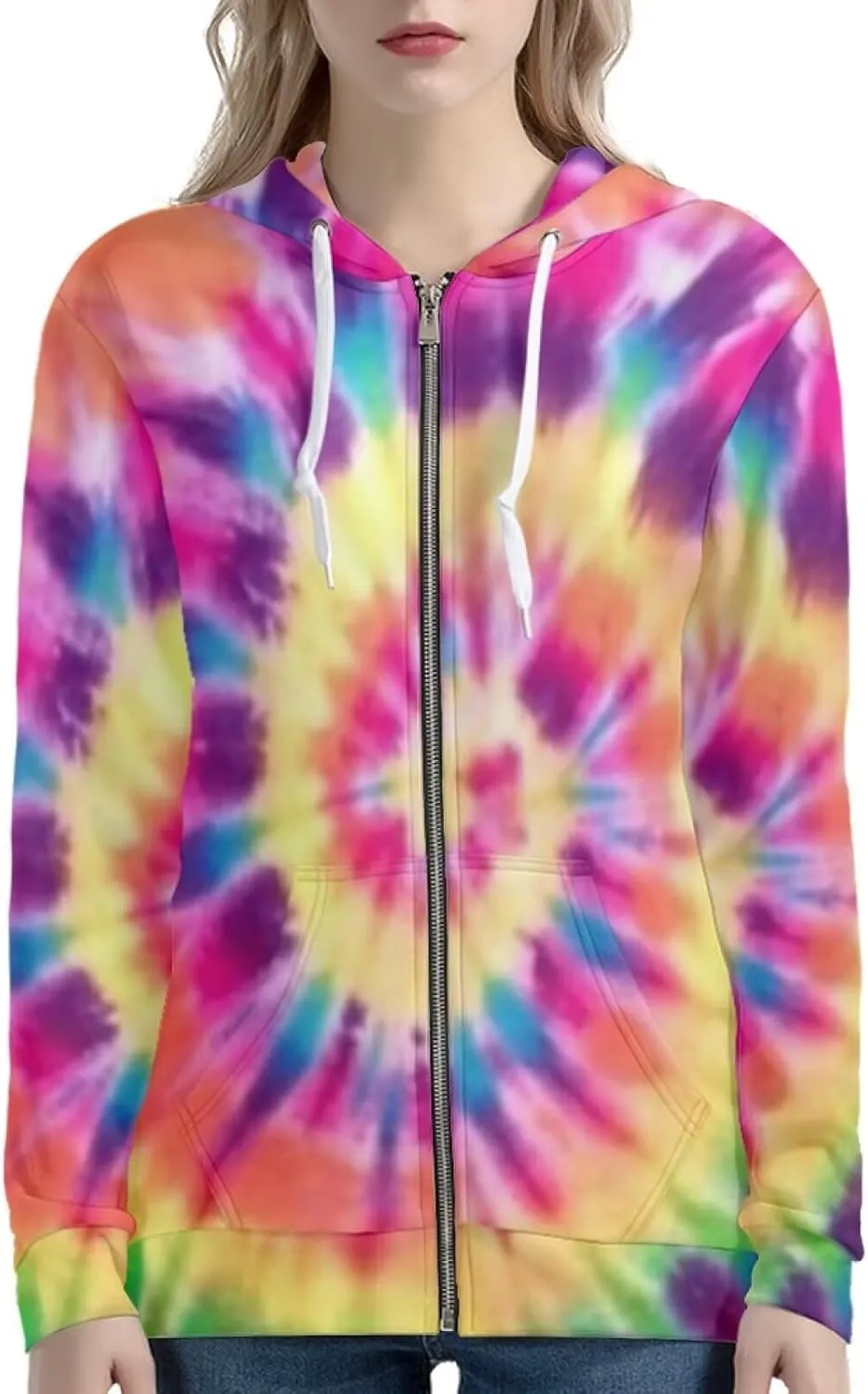 JEOCODY Novelty Full Zip Hoodie Athletic Slim Fit Long Sleeve Sweatshirt for Women