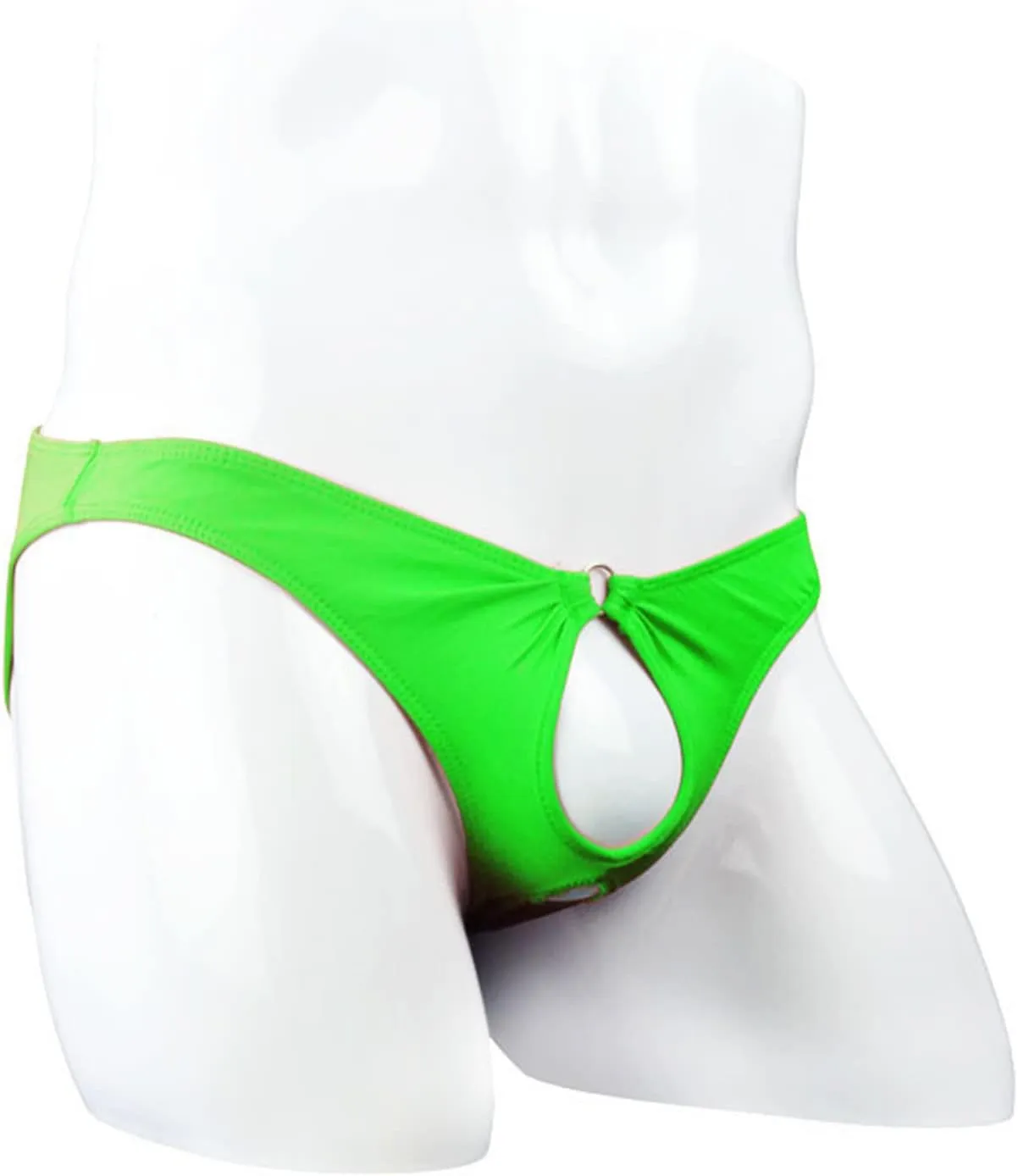 JEsilunmaMY Mens Open Front Briefs Low Waist Hollow Bikini Underwear Lingerie See Through Underpants with Metail O Ring