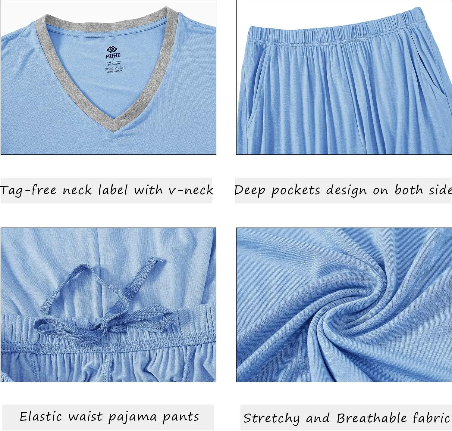 JINSHI Women's Pajamas Set Short Sleeve Top and Capri Pants Lightweight Sleepwear Comfy Pjs Lounge Set with Pockets