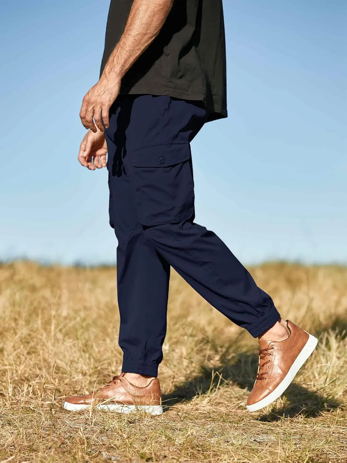 JMIERR Men's Casual Cargo Joggers Pants Stretch Elastic Waist Drawstring Tapered Sweatpants with Pockets