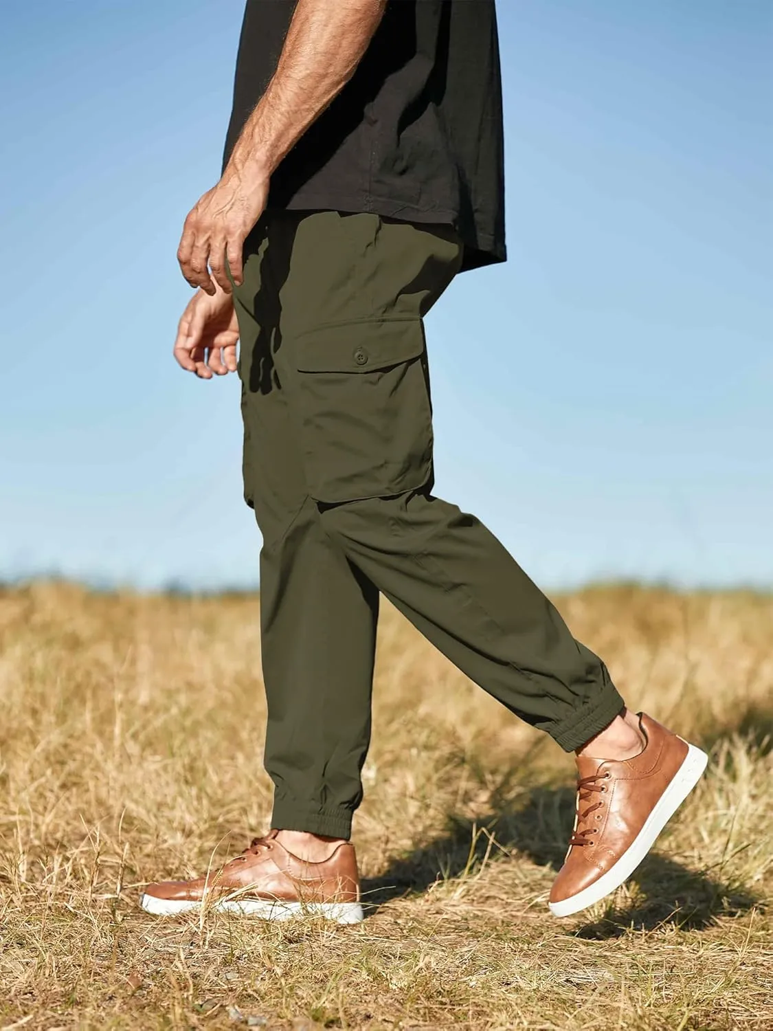 JMIERR Men's Casual Cargo Joggers Pants Stretch Elastic Waist Drawstring Tapered Sweatpants with Pockets