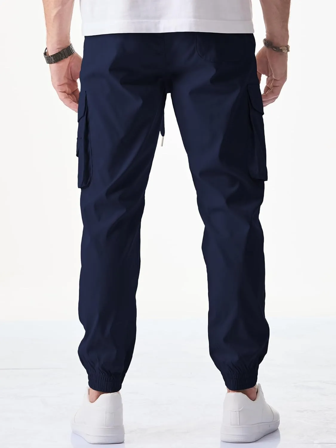 JMIERR Men's Casual Cargo Joggers Pants Stretch Elastic Waist Drawstring Tapered Sweatpants with Pockets