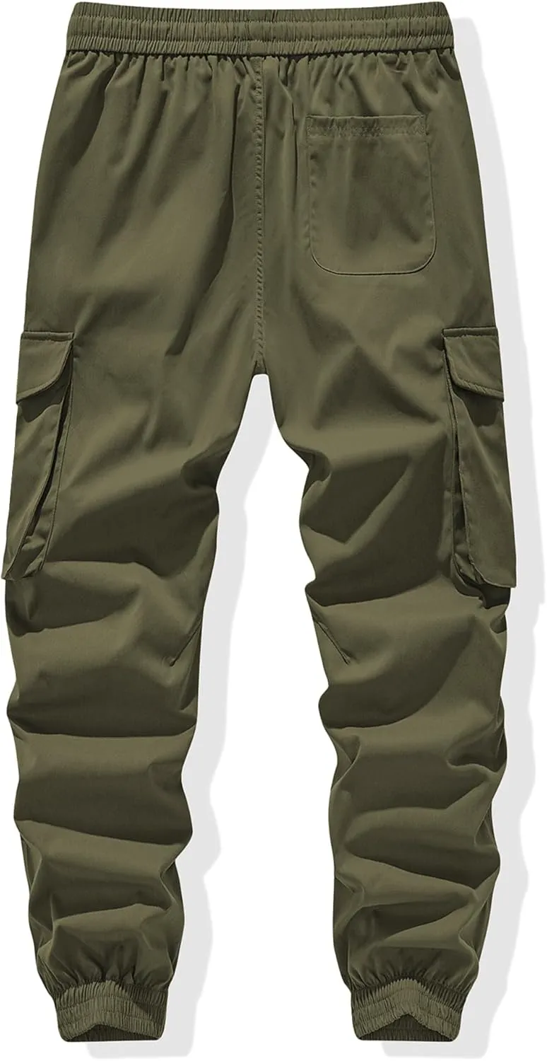 JMIERR Men's Casual Cargo Joggers Pants Stretch Elastic Waist Drawstring Tapered Sweatpants with Pockets