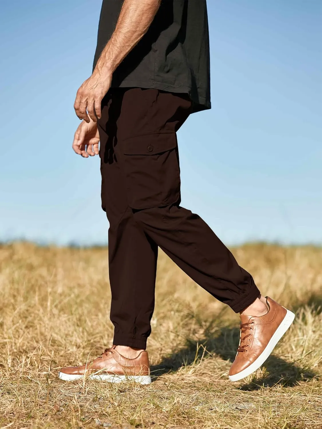 JMIERR Men's Casual Cargo Joggers Pants Stretch Elastic Waist Drawstring Tapered Sweatpants with Pockets