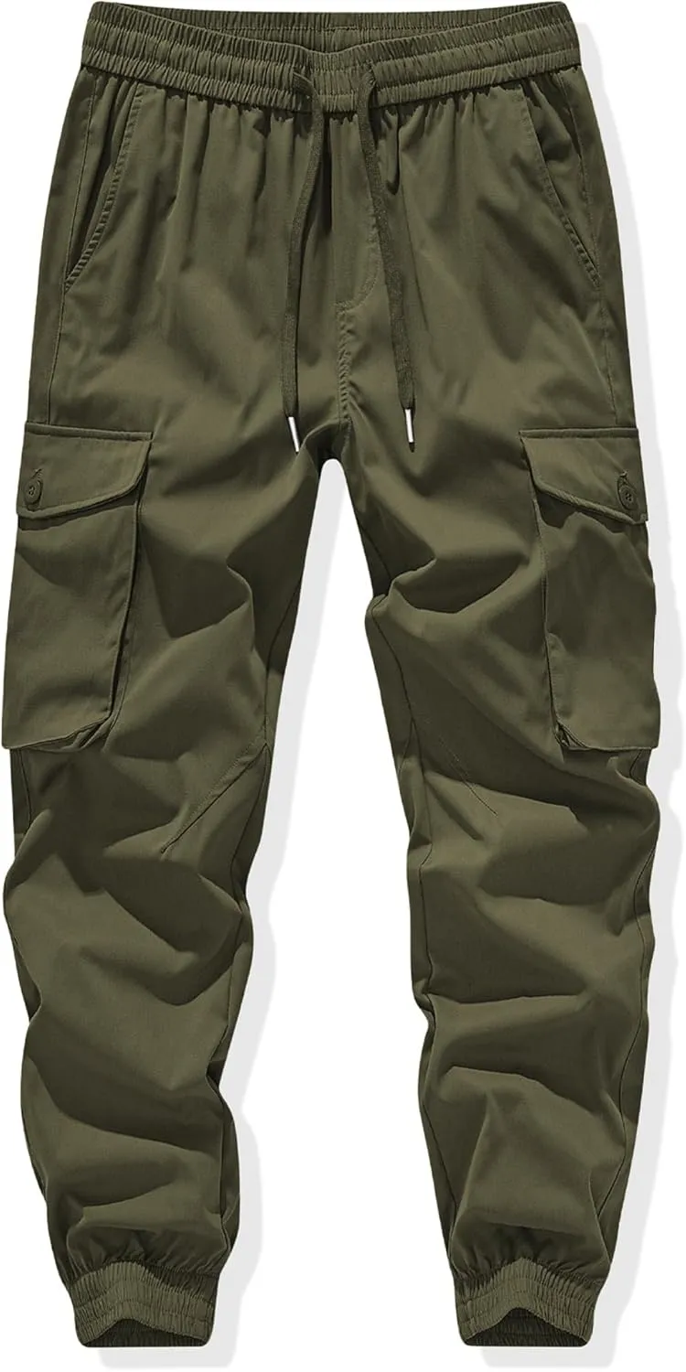 JMIERR Men's Casual Cargo Joggers Pants Stretch Elastic Waist Drawstring Tapered Sweatpants with Pockets