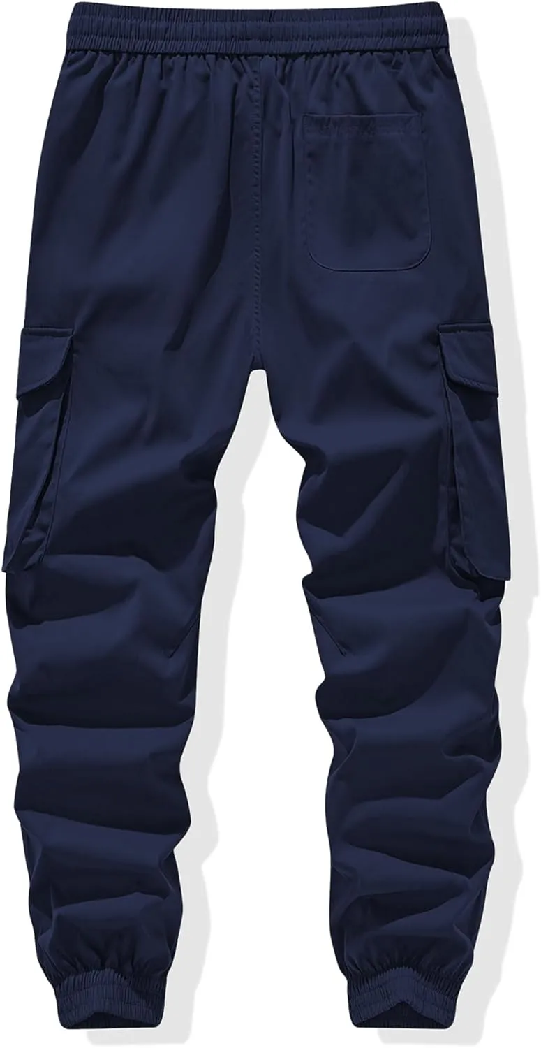 JMIERR Men's Casual Cargo Joggers Pants Stretch Elastic Waist Drawstring Tapered Sweatpants with Pockets