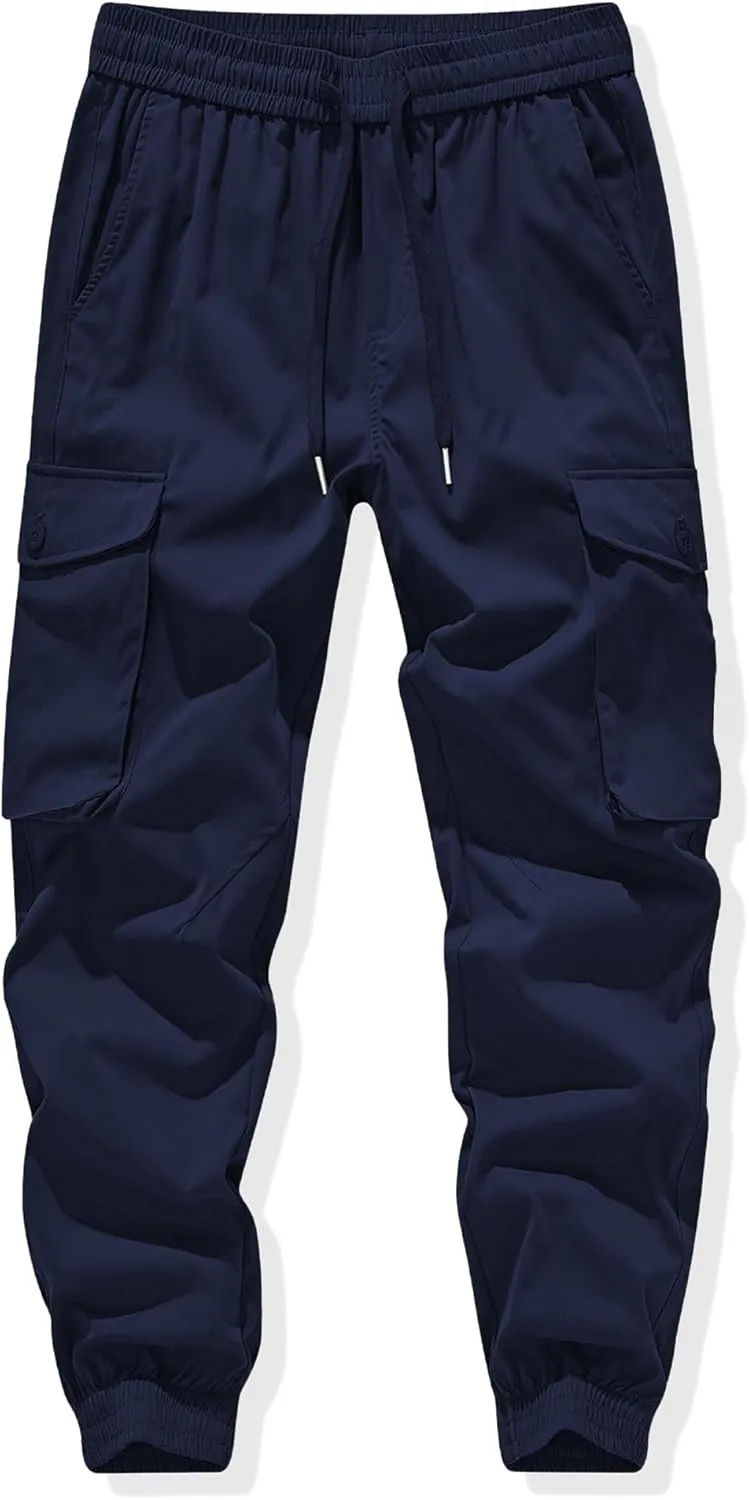 JMIERR Men's Casual Cargo Joggers Pants Stretch Elastic Waist Drawstring Tapered Sweatpants with Pockets