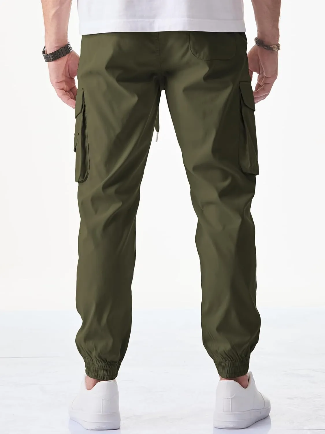 JMIERR Men's Casual Cargo Joggers Pants Stretch Elastic Waist Drawstring Tapered Sweatpants with Pockets