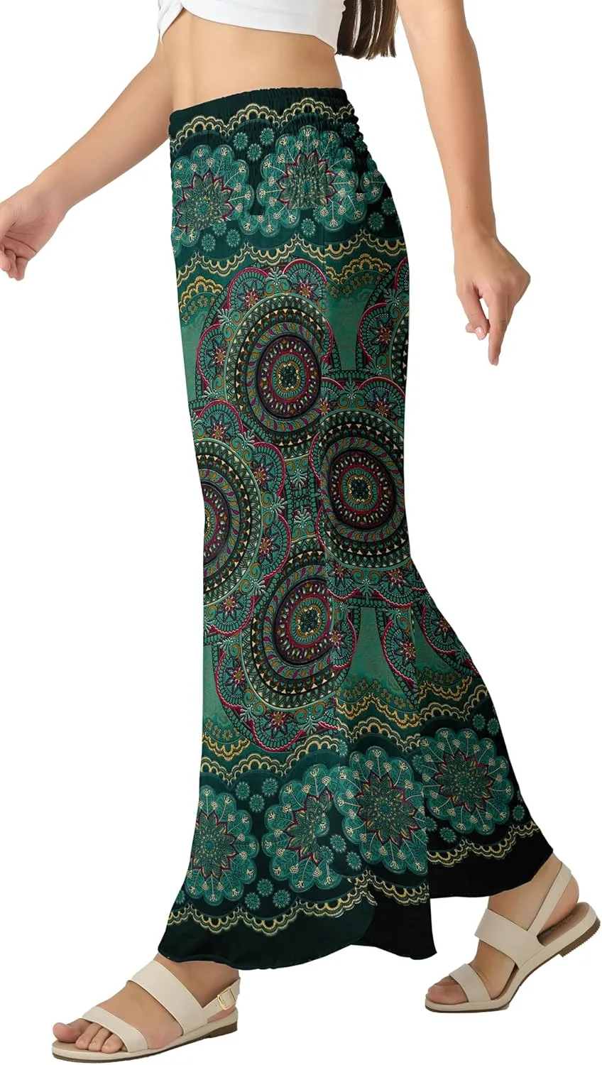 Joob Joob Flowy Women's Palazzo Pants - Wide Leg Summer Boho Harem Pants with Pockets