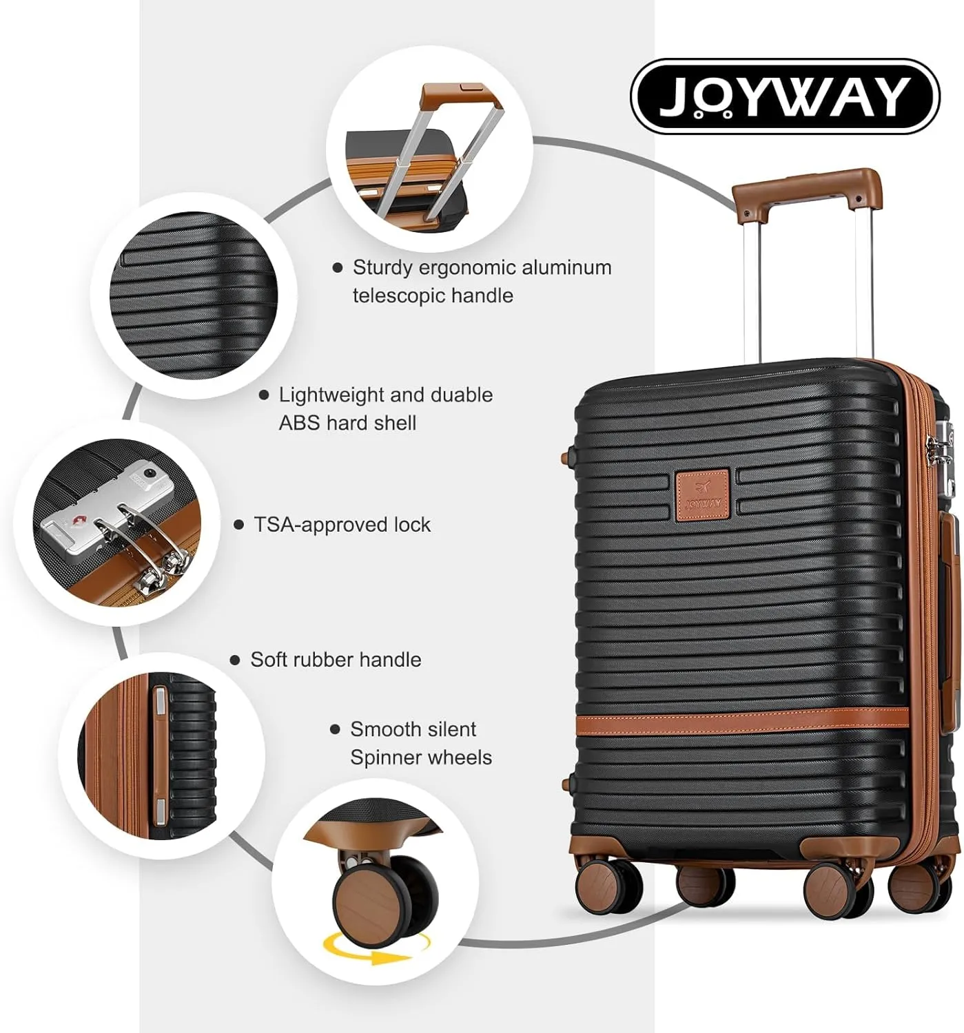 Joyway Expandable Carry on Luggage Sets Airline Approved, Lightweight Hard Shell 20 Inch Carry-on Suitcase with Spinner Wheels