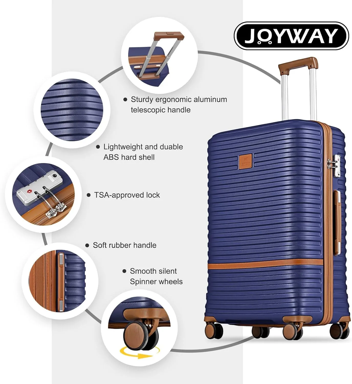 Joyway Expandable Luggage Sets 5 Piece, Lightweight Hard Shell Travel Suitcase Set with Spinner Wheels and TSA Lock