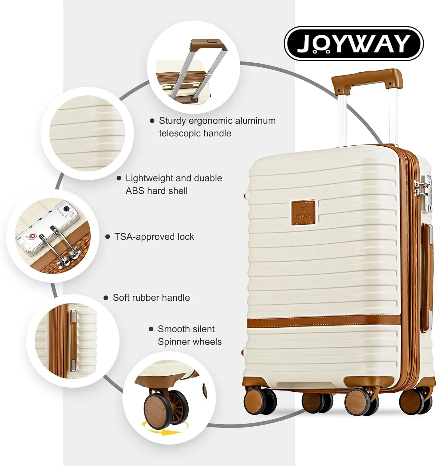 Joyway Expandable Luggage Sets 5 Piece, Lightweight Hard Shell Travel Suitcase Set with Spinner Wheels and TSA Lock