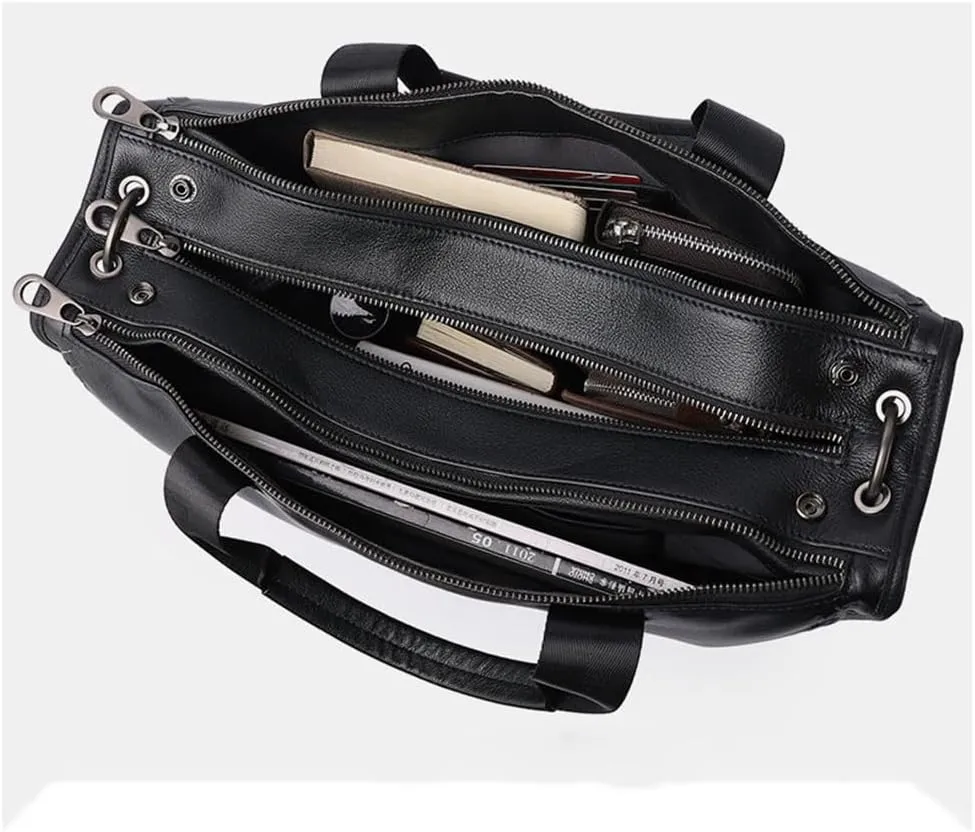 JSEIAJB Men's Bag Business Shoulder Men's Handbag Computer Bag Briefcase Woven Crossbody Bag Men's Leather Bag
