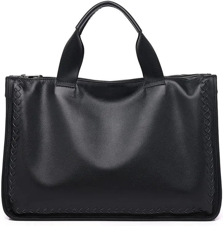 JSEIAJB Men's Bag Business Shoulder Men's Handbag Computer Bag Briefcase Woven Crossbody Bag Men's Leather Bag