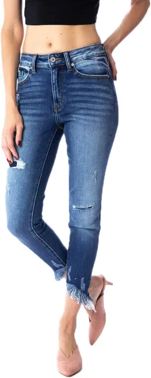 Kan Can Women's High Rise Ankle Skinny Jeans