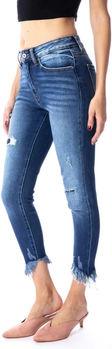 Kan Can Women's High Rise Ankle Skinny Jeans