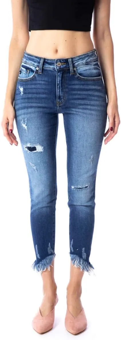 Kan Can Women's High Rise Ankle Skinny Jeans