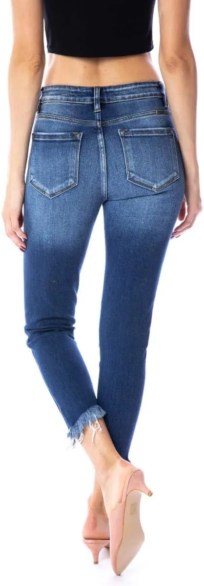 Kan Can Women's High Rise Ankle Skinny Jeans