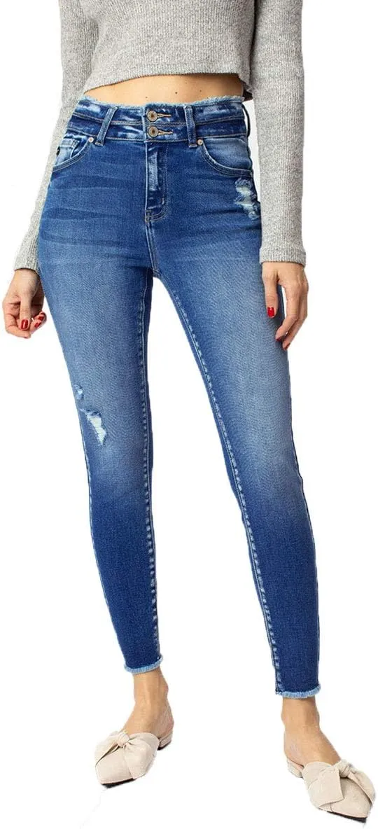 Kancan Women's High Rise Ankle Skinny Jeans - KC7317