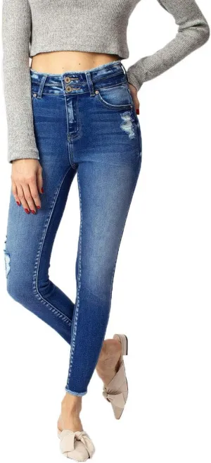 Kancan Women's High Rise Ankle Skinny Jeans - KC7317