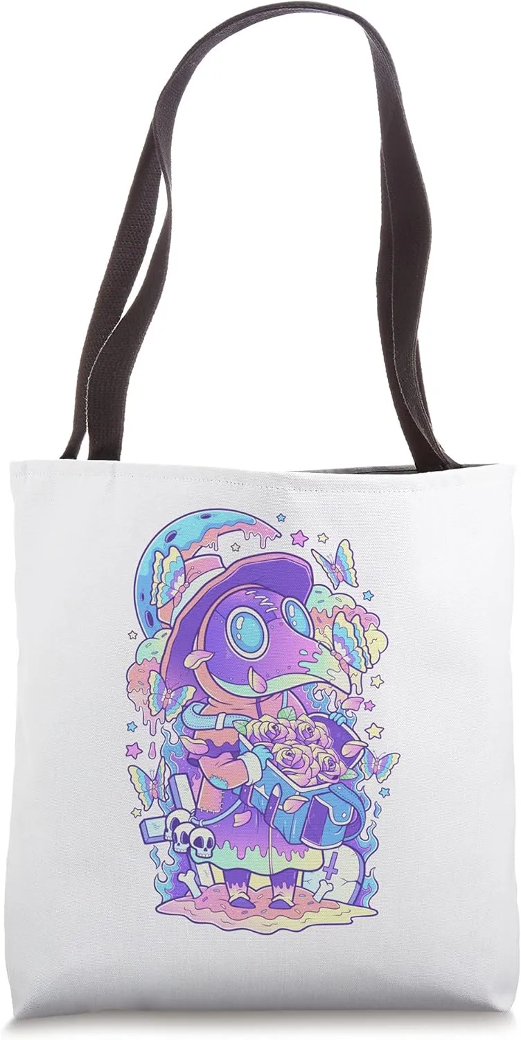 Kawaii Pastel Goth Cute and Creepy Plague Doctor Tote Bag