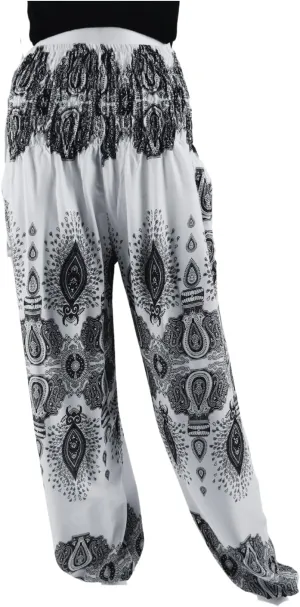 Kraft4Life | Women Smocked Waist Baggy Bohemian Boho Hippie Yoga Harem Pants 2Pockets