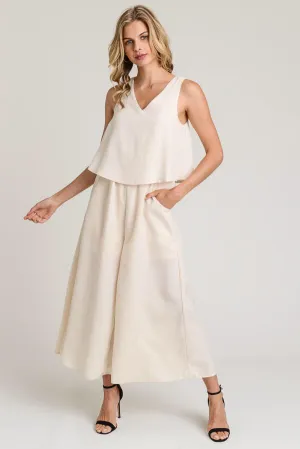 LACE UP BACK WOVEN JUMPSUIT