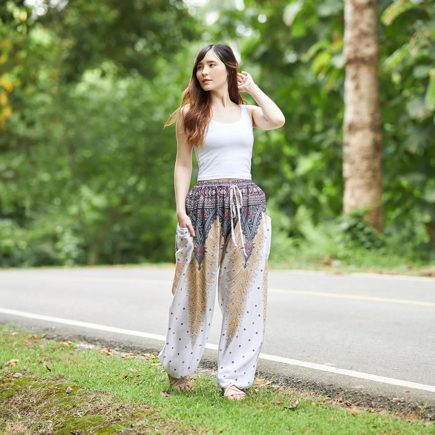 Lannaclothesdesign Women's Elephant Hippie Boho Yoga Harem Pants