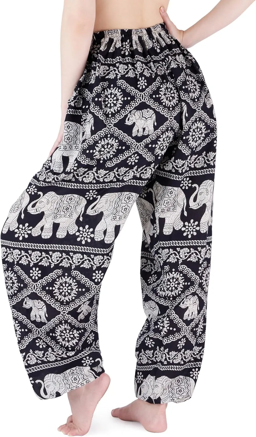 Lannaclothesdesign Women's Elephant Hippie Boho Yoga Harem Pants