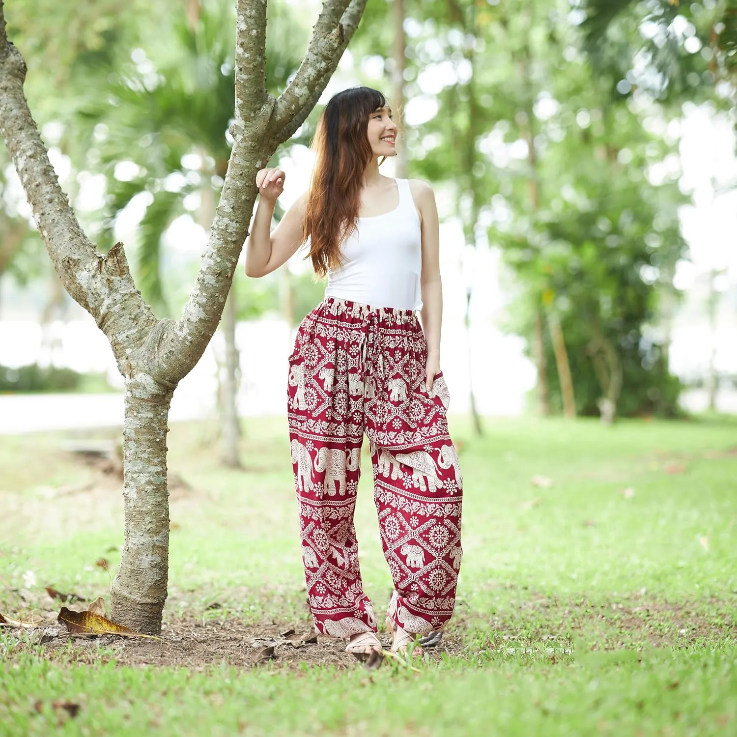 Lannaclothesdesign Women's Elephant Hippie Boho Yoga Harem Pants