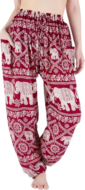 Lannaclothesdesign Women's Elephant Hippie Boho Yoga Harem Pants