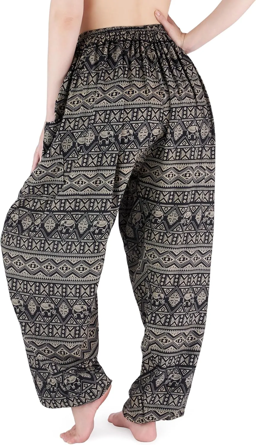 Lannaclothesdesign Women's Elephant Hippie Boho Yoga Harem Pants