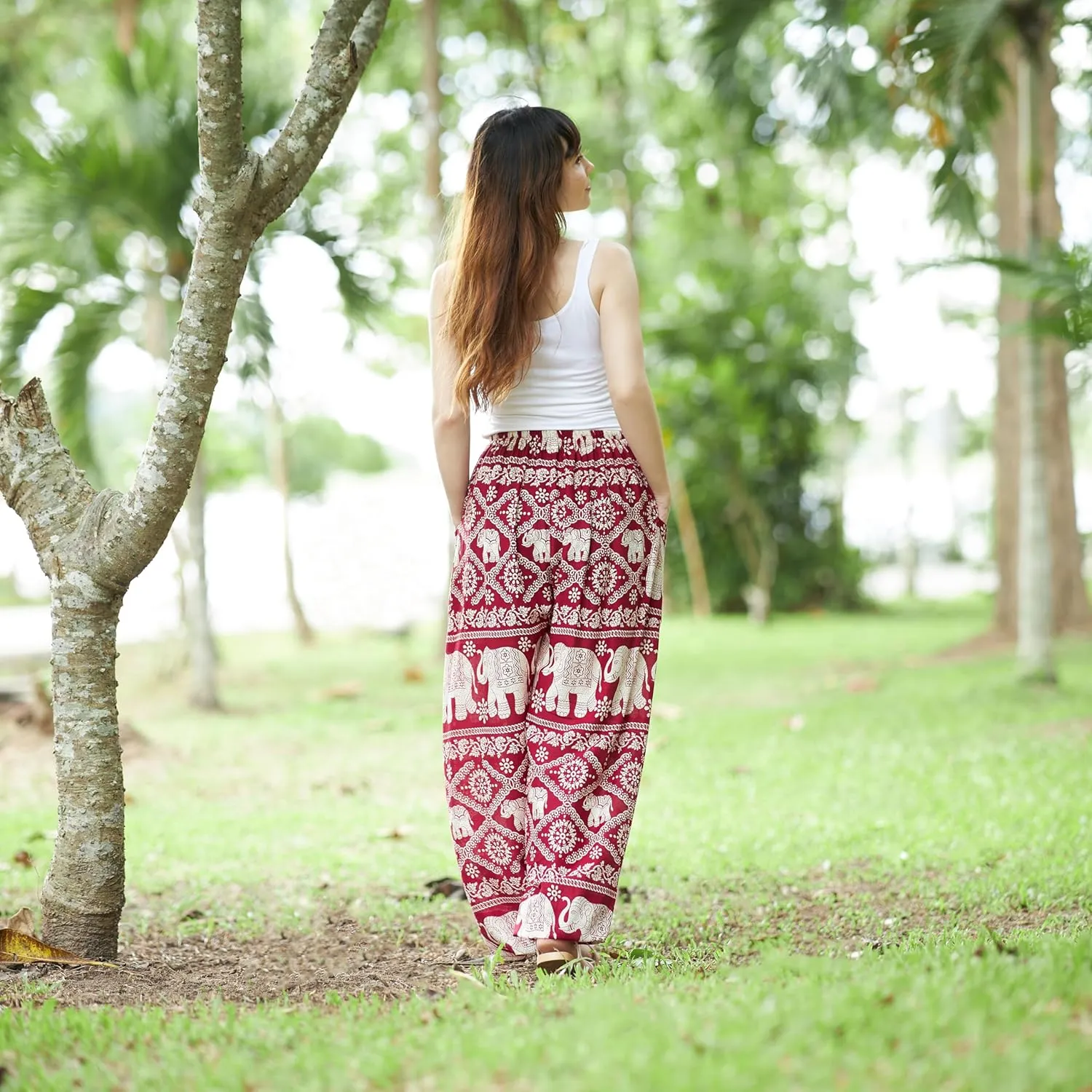 Lannaclothesdesign Women's Elephant Hippie Boho Yoga Harem Pants