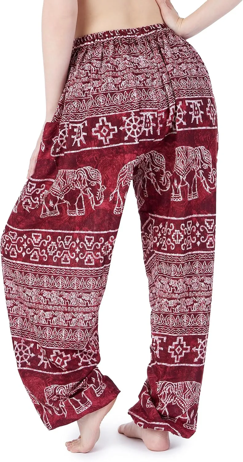 Lannaclothesdesign Women's Elephant Hippie Boho Yoga Harem Pants