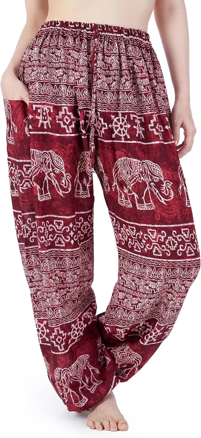 Lannaclothesdesign Women's Elephant Hippie Boho Yoga Harem Pants
