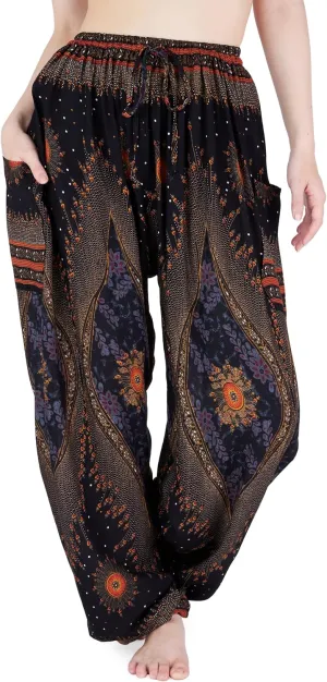 Lannaclothesdesign Women's Elephant Hippie Boho Yoga Harem Pants