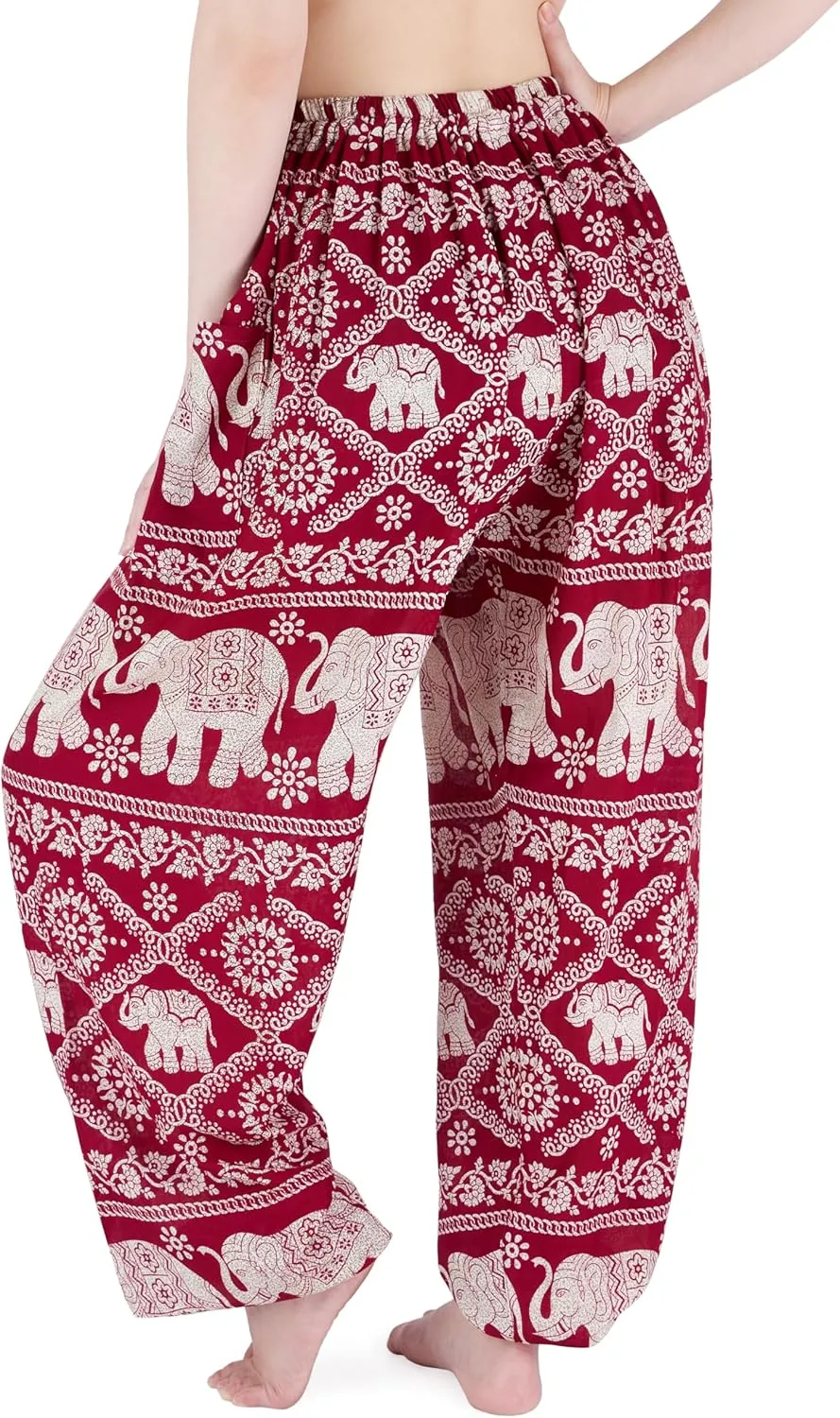 Lannaclothesdesign Women's Elephant Hippie Boho Yoga Harem Pants