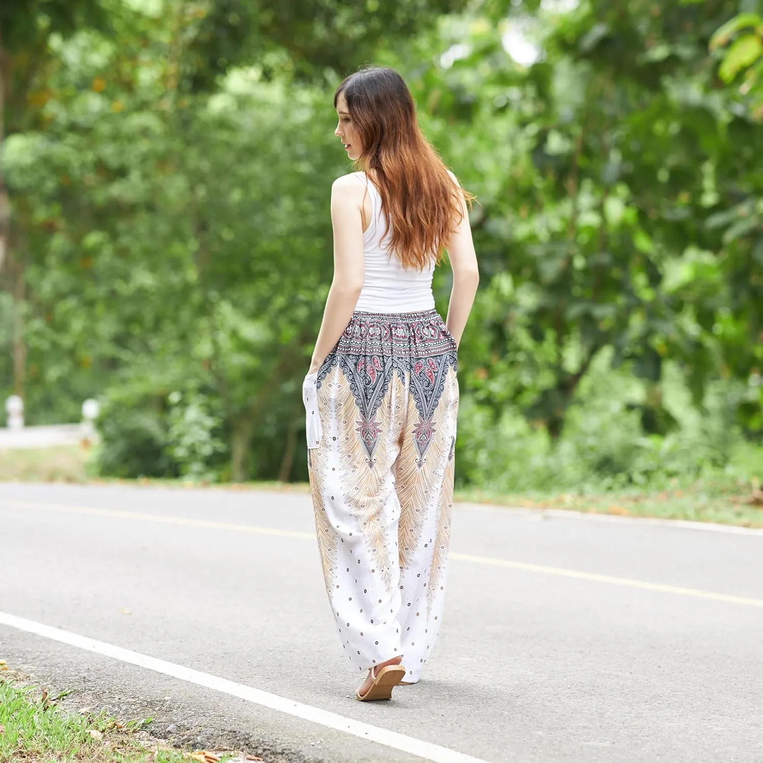 Lannaclothesdesign Women's Elephant Hippie Boho Yoga Harem Pants