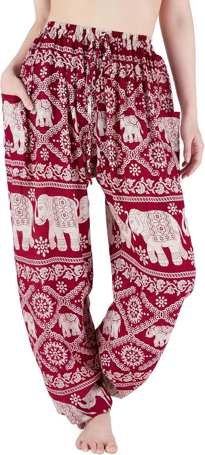 Lannaclothesdesign Women's Elephant Hippie Boho Yoga Harem Pants