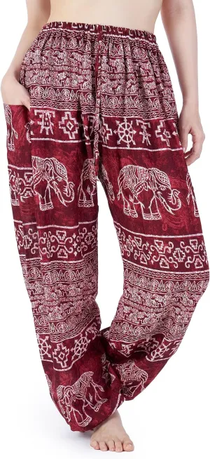 Lannaclothesdesign Women's Elephant Hippie Boho Yoga Harem Pants