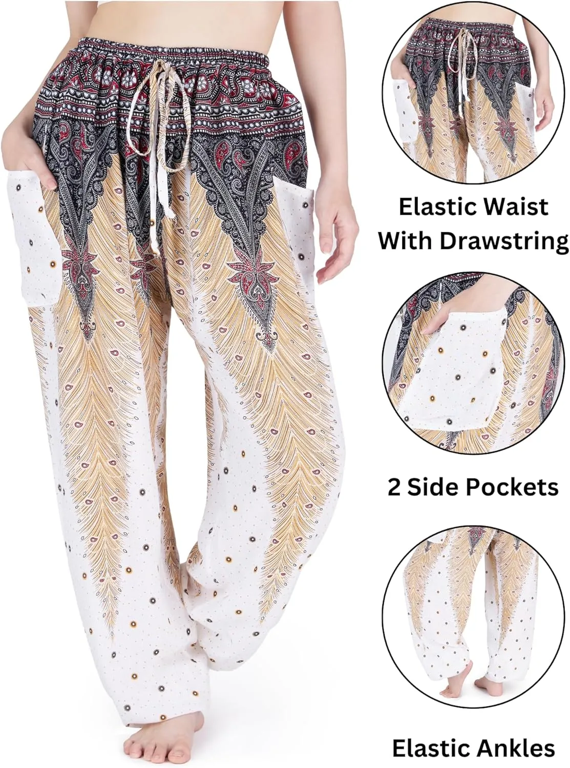 Lannaclothesdesign Women's Elephant Hippie Boho Yoga Harem Pants