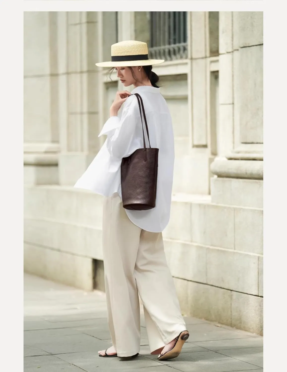 Lazy Bucket Bag, Female Genuine Leather, Armpit Shoulder Bag, Head Vegetable-Tanned Cowhide Bag