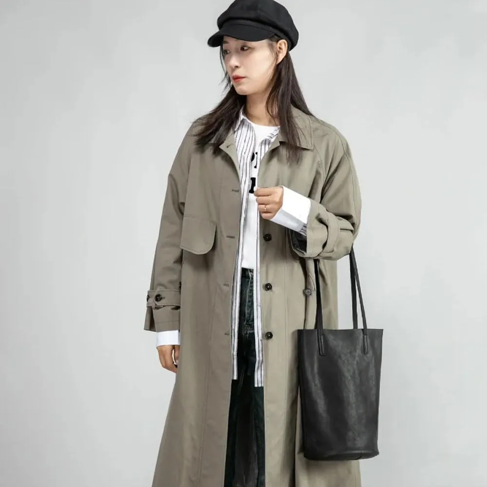 Lazy bucket bag, women's genuine leather shoulder bag, retro minimalist soft leather commuting large capacity