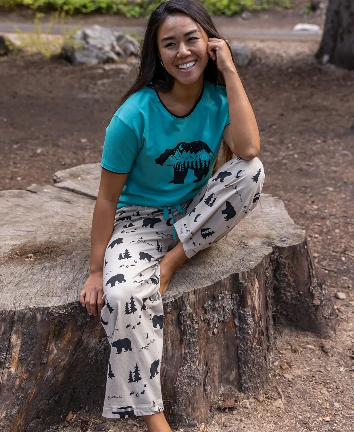 Lazy One Pajamas for Women, Cute Garden and Bear Pajama Pants and Top Separates