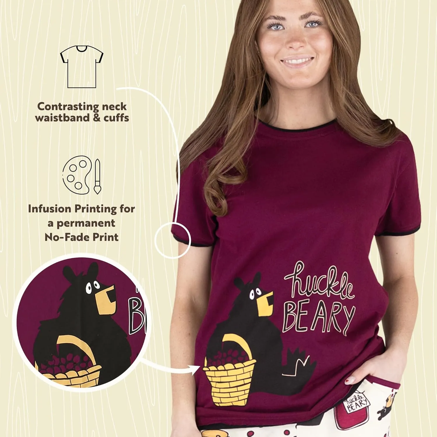 Lazy One Pajamas for Women, Cute Garden and Bear Pajama Pants and Top Separates