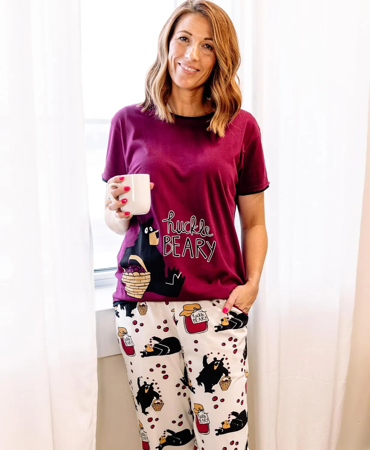 Lazy One Pajamas for Women, Cute Garden and Bear Pajama Pants and Top Separates