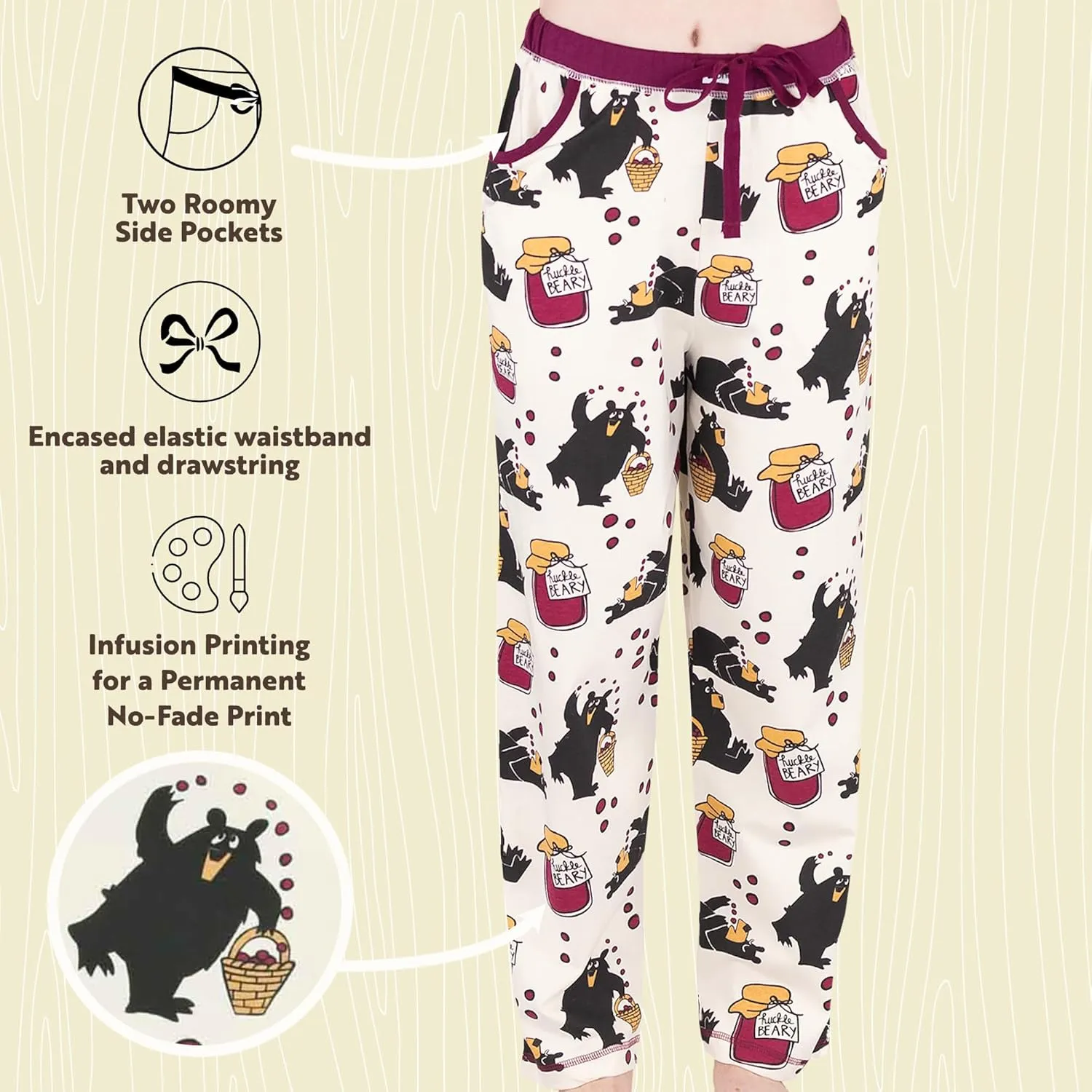 Lazy One Pajamas for Women, Cute Garden and Bear Pajama Pants and Top Separates