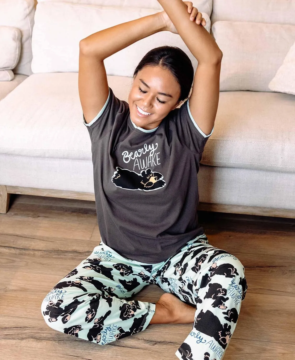 Lazy One Pajamas for Women, Cute Garden and Bear Pajama Pants and Top Separates