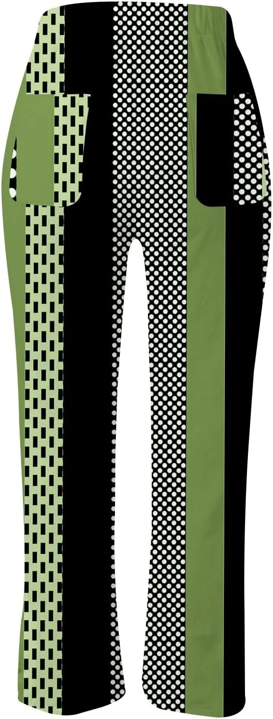 Linen Pants for Women 2025 Summer High Waist Elastic Straight Leg Lounge Pant Color Block Lightweight Beach Trousers